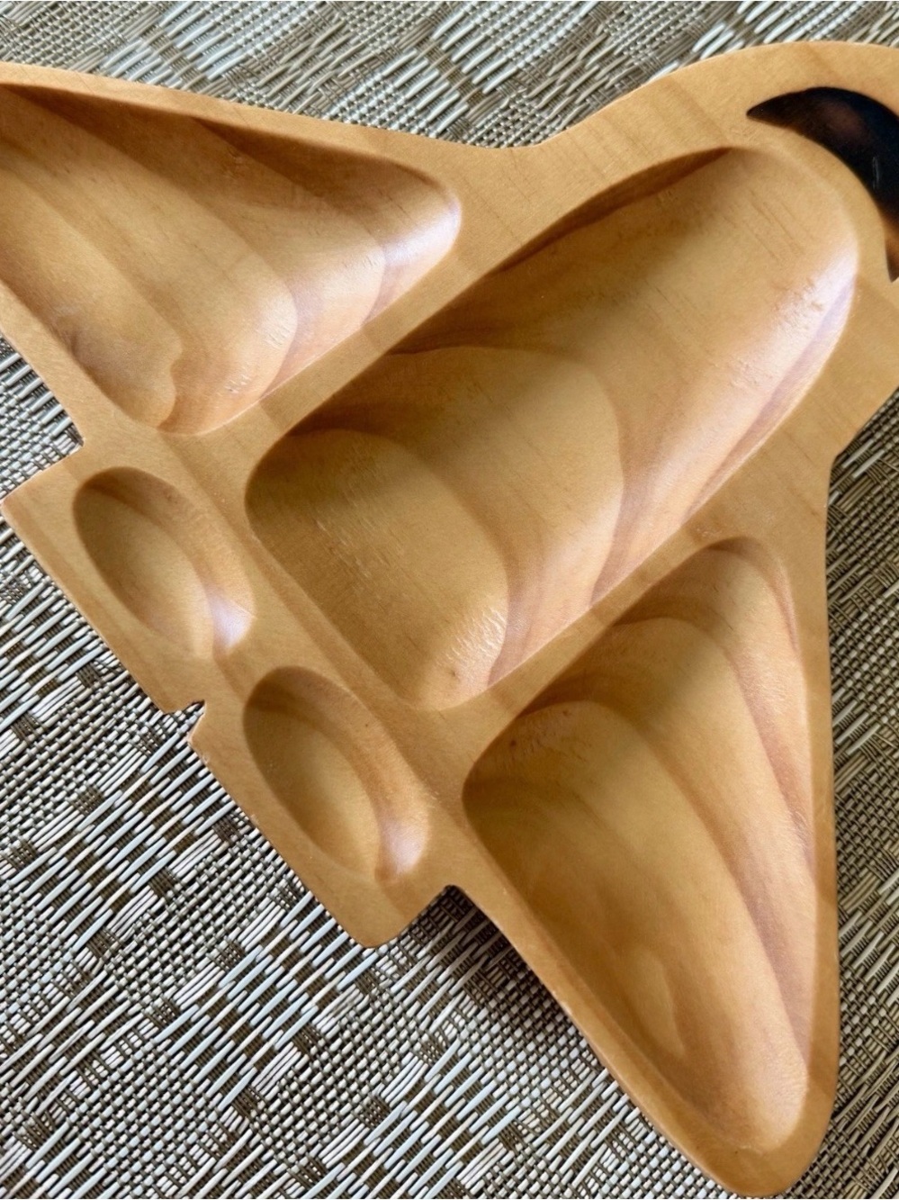 Wooden Dish for Kids Rocket Ship by Petits et Maman from Time Concepts
